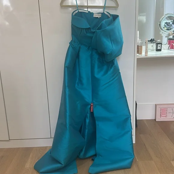 Sachin & Babi | Clarissa Pleated One-shoulder Gown NWT SIZE 6 AQUA COLOR - Picture 5 of 9